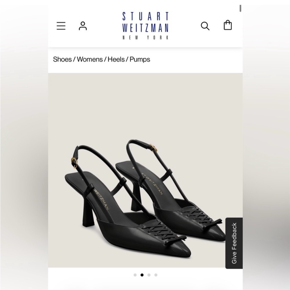 Brand New Stuart Weitzman Black Pointed-Toe Slingback Heels with Corset Detail